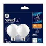 2ct Reveal 40W Frosted Med Base Bulb A112