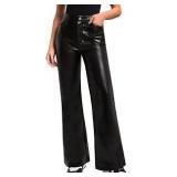 Womens Black Flare Pants Leather Medium