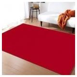 96X60' Red Machine Washable Rug B101