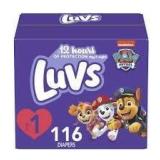 Sz 1 Luvs Paw Patrol Diapers 116ct A90