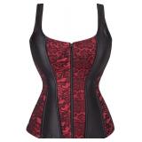 XS Red Lace Up Strapped Over Bust Corset A21