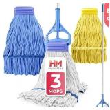 HELOMOR 3 Cotton mops Set w/ Handle AZ3