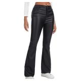 SZ M Faux Leather Flare Pants AZ3
