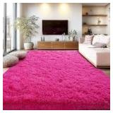8'x10' Dk Fuscia Faux Fur Rug B102