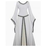 Sz L White Black Edge Renissance Dress A115