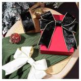 24pk Black Velvet/Gold Trim Bows A98