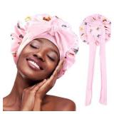 2pk Silk Butterfly Hair Bonnet Pink/Cream A98