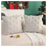 2pk 16x16 Fuzzy Christmas Tree Pillow Cover A117C