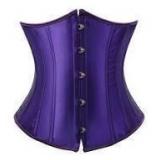 Sz M Purple Silk Ribbed Front Clasp Corset A117C