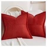 2pk 18x18 Red Haussy Throw Pillow Cover A11