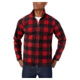 Sz M Essentials Red Plaid Zip Flannel AZ27
