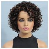 Black With Ombre Curly Wig No Glue Application A61