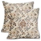 2pk 18x18 Brown Vintage Floral Pillow Cover A98