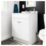 Project Source 30' Single White Sink w/Vanity C28