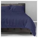 Sz Q 3pc Navy Duvet Cover Set W/Zipper End A115
