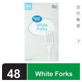 Disposable Plastic White Forks, 48 Count AZ19