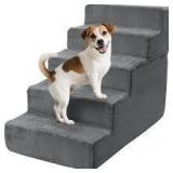 Vipsafe 5-Step Dog Stairs Pet Ramp Grey Soft B100