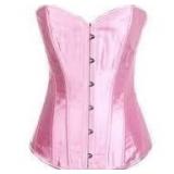 Sz S Pink Silk Ribbed Metal Clasp Corset A116