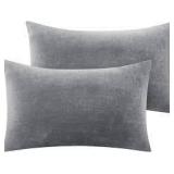 2pk 20x12 Grey Microfiber Zipper PillowCover A117D
