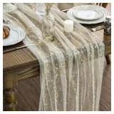 24x144' Gold Silver Speckled Table Runner A116