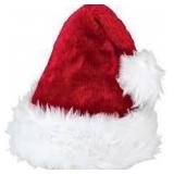 1SFM Red/White Trim Velvet Plush Santa Hat A116