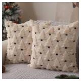 2pk 16x16' Fuzzy Christmas Tree Pillow Cover A116