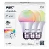 Feit A19 Light bulbs 3pk 60W Wifi Dimmable A65