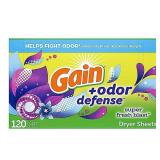 Gain + Odor Defense Dryer Sheets, 120 ct AZ30