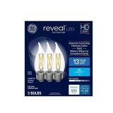 3ct Reveal 60W Clear Dimmable Med Base Bulb A109