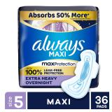 Always Maxi Pads with Wings, Size 5 36ct AZ7