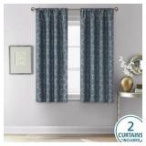 1pr 37x63' Blue Blackout Hidden Rod Curtain A103