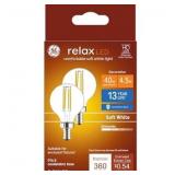2ct Relax 40w Sft Wht Candelabra Base Bulb A107