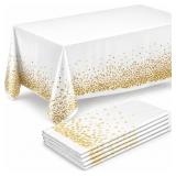 4pk 54x108' White and Gold Tablecloths AZ15