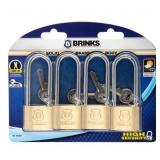 Brinks Solid Brass 40mm Keyed Padlock 4pk A24