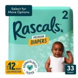 Rascals Premium Baby Diapers Size 2 33ct AZ28