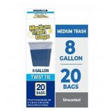 Basic Medium Trash Bags, 8 Gallon 20 Bags AZ13