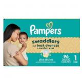 Sz 1 Pampers Swadders 96ct Diapers B104