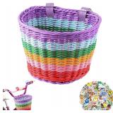 Multi-Color Hand-Woven Oval Kids Bike Basket AZ7