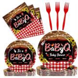 96 Pcs BBQ Plates Napkins for Baby Shower AZ6