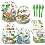 96 Pcs Dinosaur Plates Napkins Tableware Set AZ7