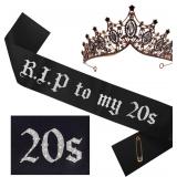 RIP To My 20's Crown Sash and Glasses Set A13