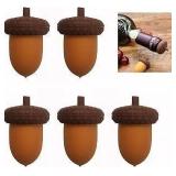 6pk Silicone Acorn Wine Stoppers A108
