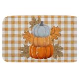 Fukeen Orange Buffalo Plaid Pumpkin Bath Mat AZ14