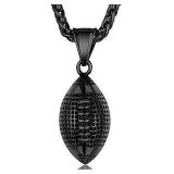 U7 Men's Black Chaine W/Football Pendant A108