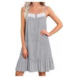 Sz 2XL Grey Ekouaer Spaghetti Strap Nightgown A108