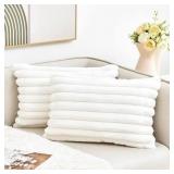 2pk White GriNeed Throw Pillow Cover 12x20 A89