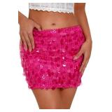 Medium Hot Pink Sequin Skirt for Women AZ6