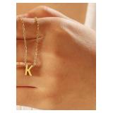 Dainty Gold Letter K Initial Necklaces Women AZ6