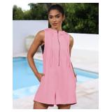 SIZE SMALL Womens Hooded Half Zip Romper AZ6