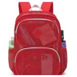 Esfoxes Red Mesh School Backpack AZ2